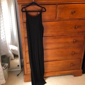 Shin length midi black dress